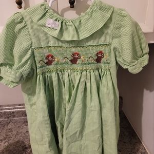 3T monkey smocked dress